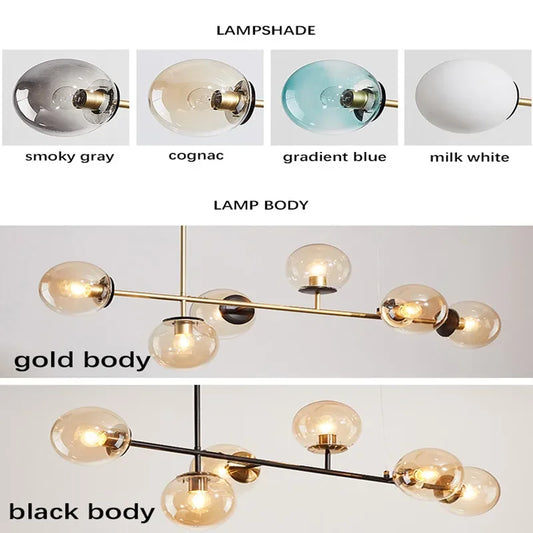 Modern Minimalist Glass Ball Chandelier