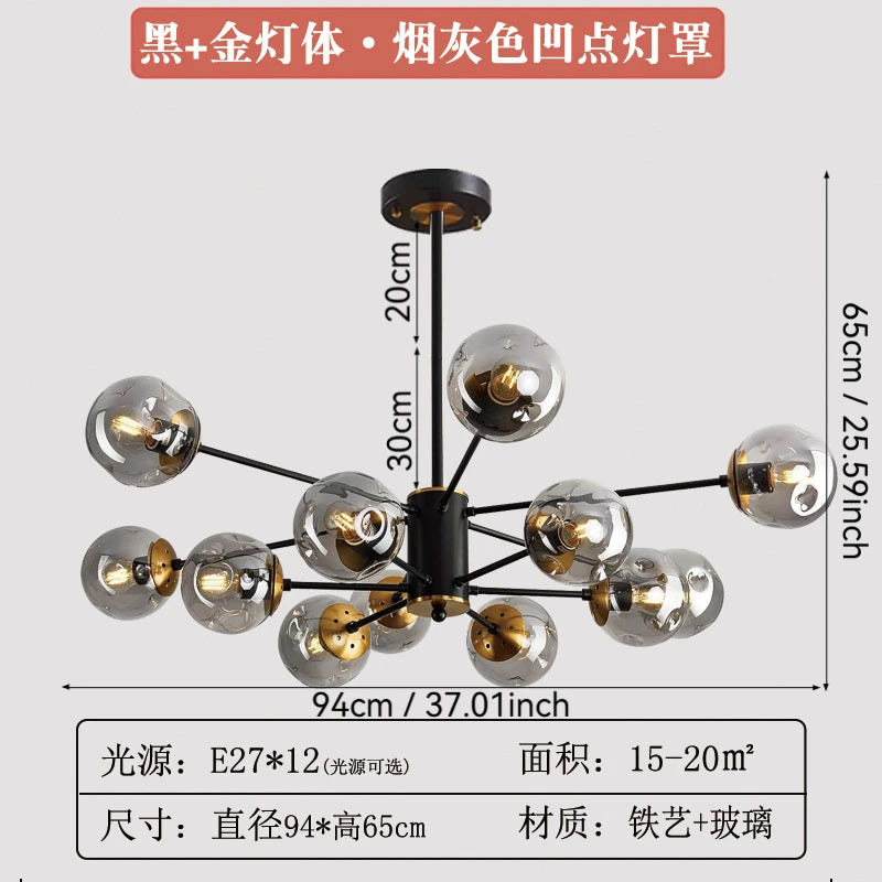 Modern Nordic Glass Globe LED Chandelier