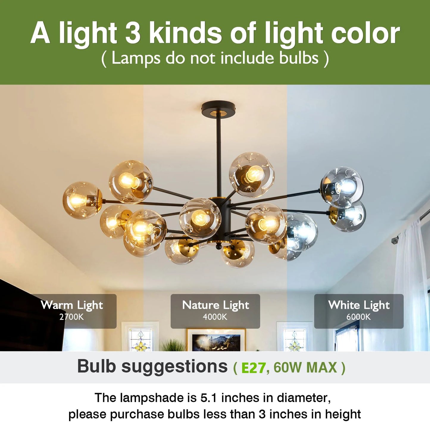 Modern Nordic Glass Globe LED Chandelier