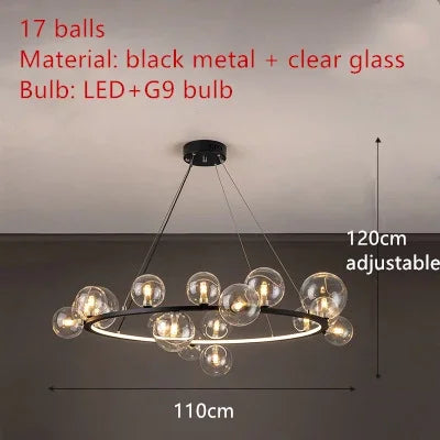 Nordic LED Clear Glass Bubble Chandelier
