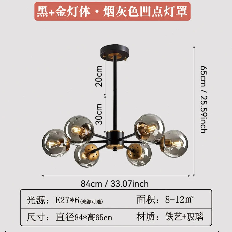 Modern Nordic Glass Globe LED Chandelier