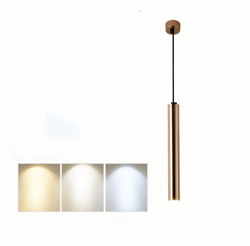 French Gold Long Cylindrical Chandelier Ceiling Light single