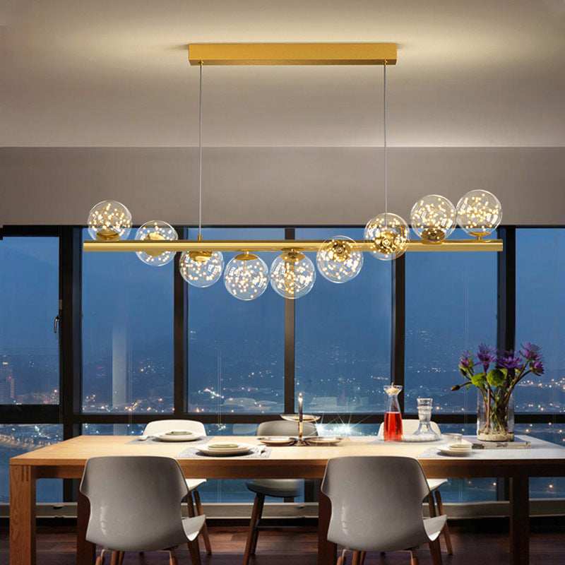 Long Gold Chandelier Glass ball Ceiling Light