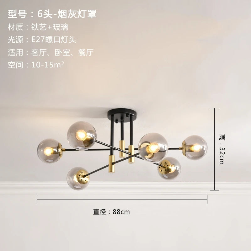 Nordic Modern LED Glass Ball Chandelier