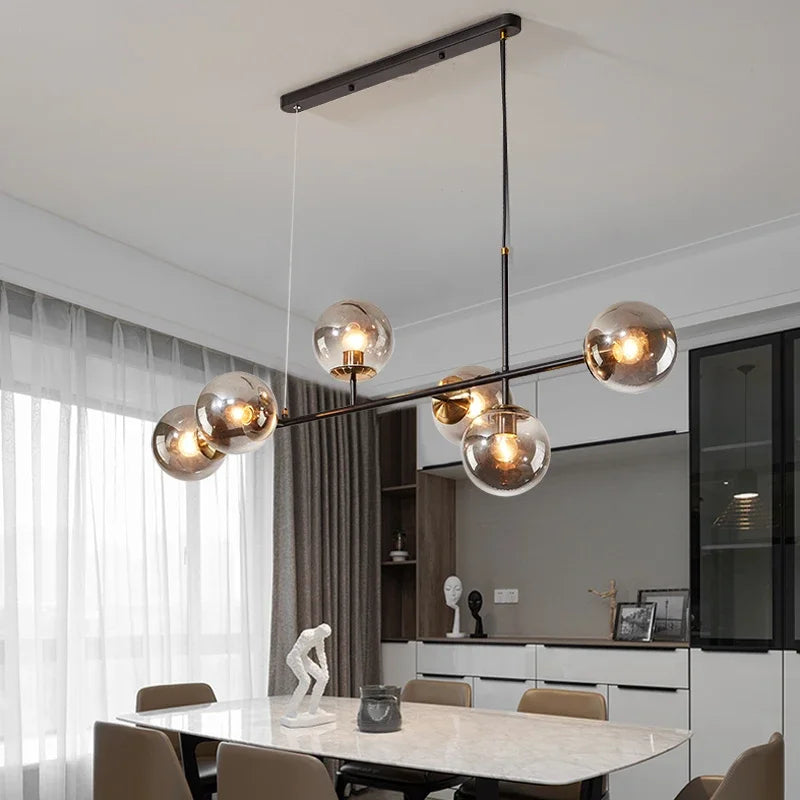 Modern Minimalist Glass Ball Chandelier