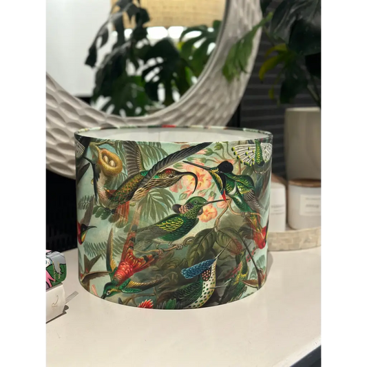 Tropical hummingbird lampshade