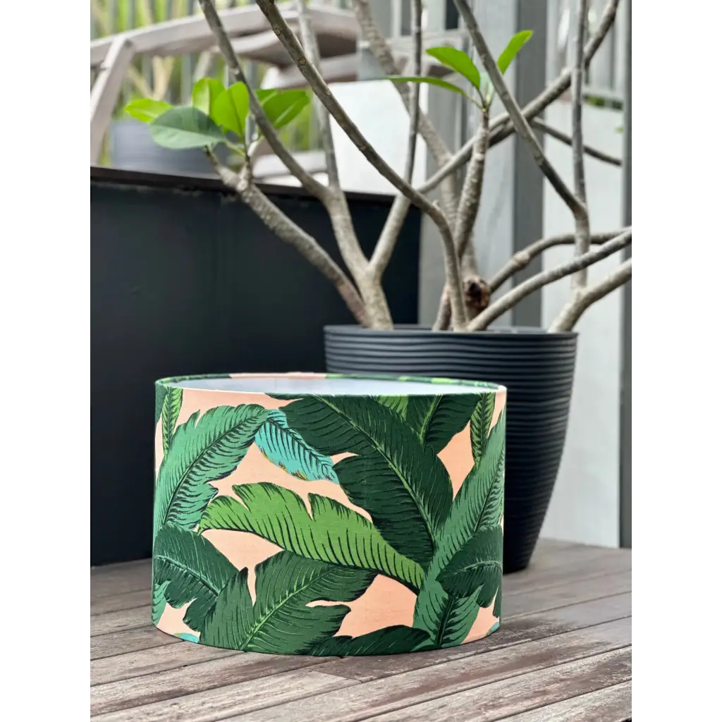 Handmade fabric lampshades Singapore in Tommy Bahama Banana Leaf design
