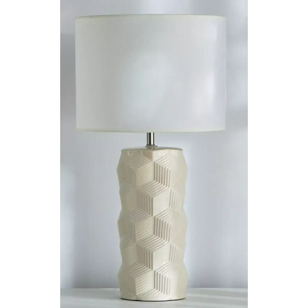 Ashton gold or ivory table lamp - Ivory with white lampshade - Lampshade lamp