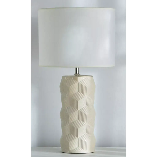 Ashton gold or ivory table lamp - Ivory with white lampshade - Lampshade lamp