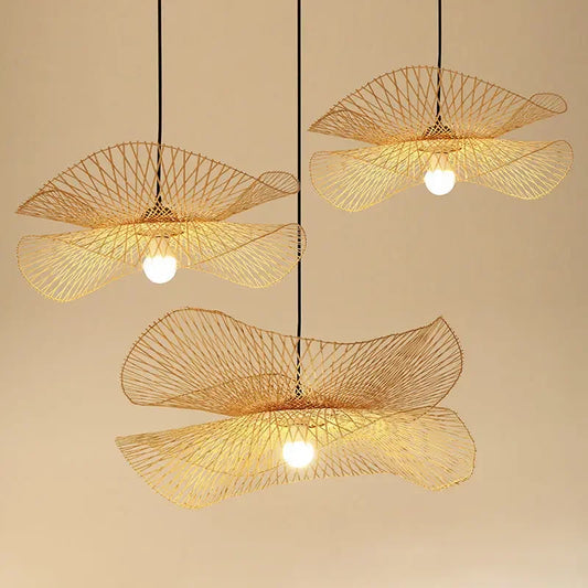 Vintage Handwoven Rattan Bamboo Pendant Lights