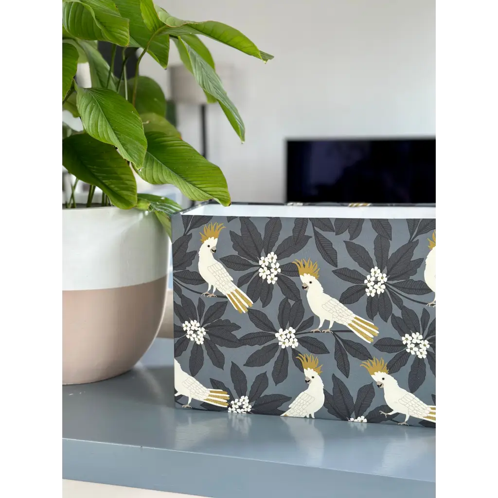 Handmade fabric lampshades Singapore in cockatoo pattern