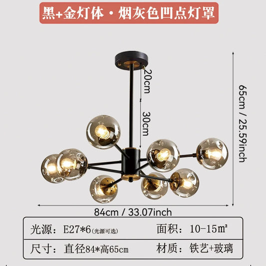 Modern Nordic Glass Globe LED Chandelier