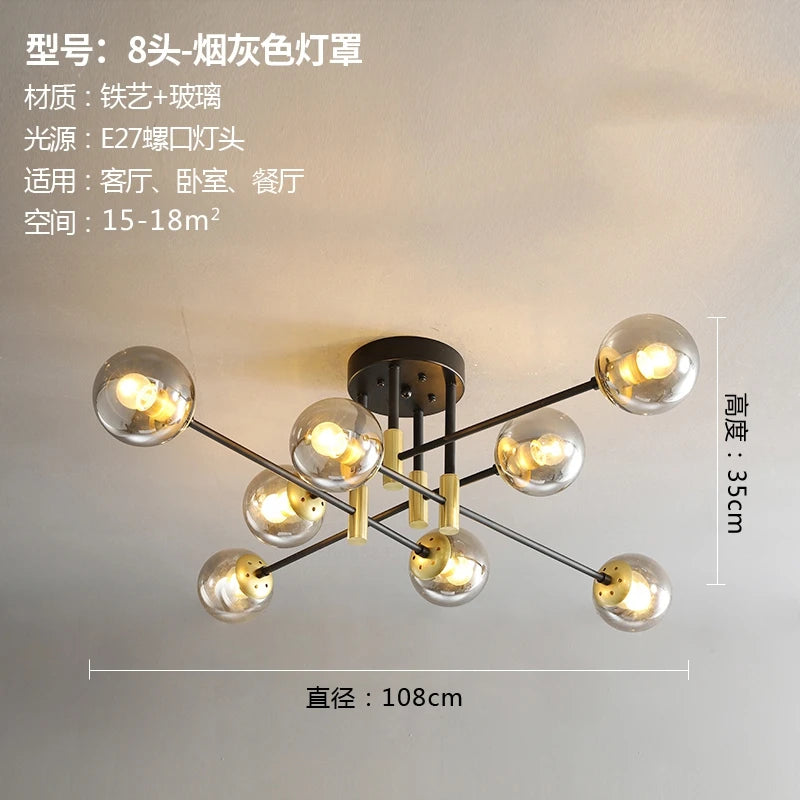 Nordic Modern LED Glass Ball Chandelier
