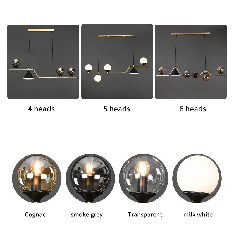 Nordic LED Glass Ball Chandelier