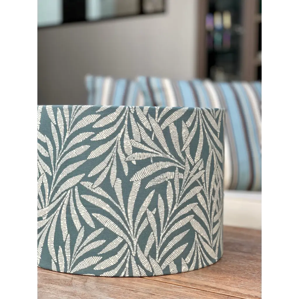 Handmade fabric lampshade Singapore in leaf pattern