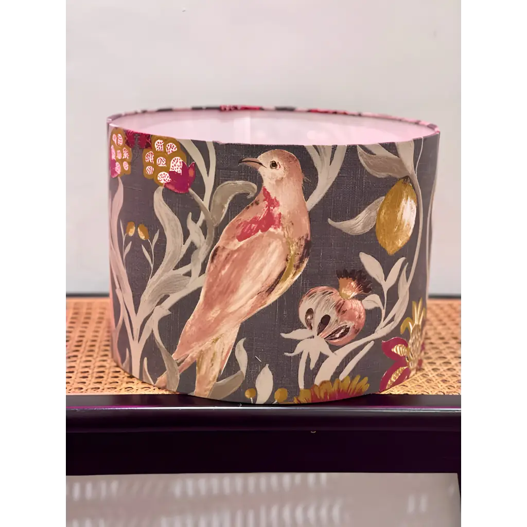 Handmade fabric lampshade Singapore with bird design
