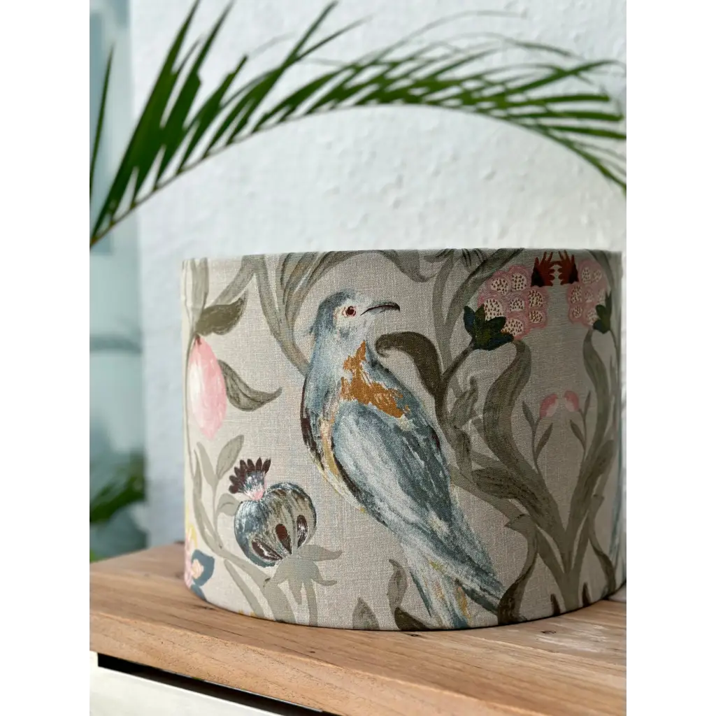 Handmade fabric lampshade Singapore with bird design
