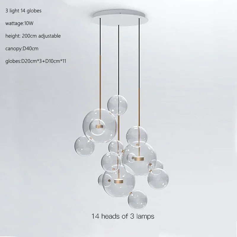 Glass Bubble Ball LED Chandelier