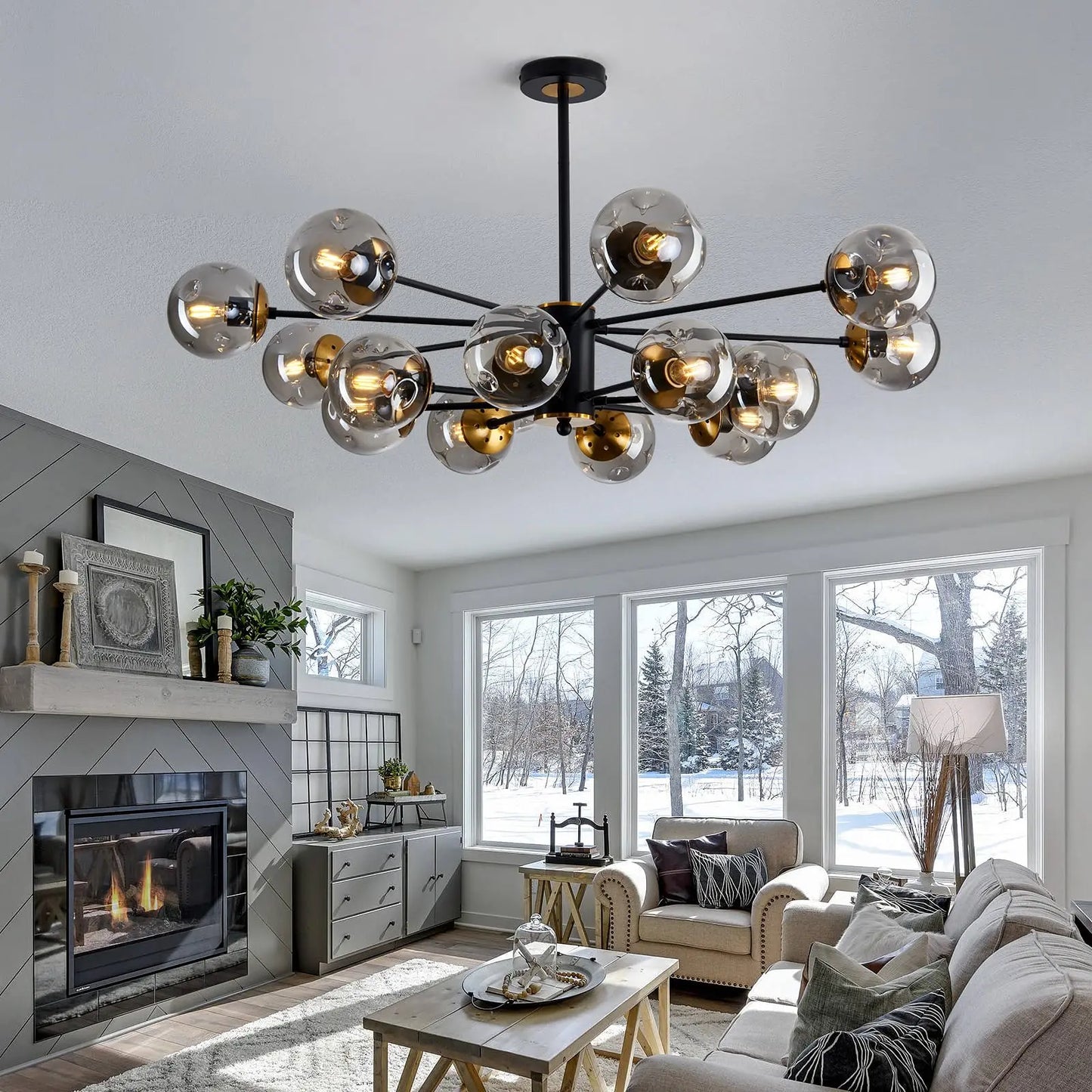 Modern Nordic Glass Globe LED Chandelier