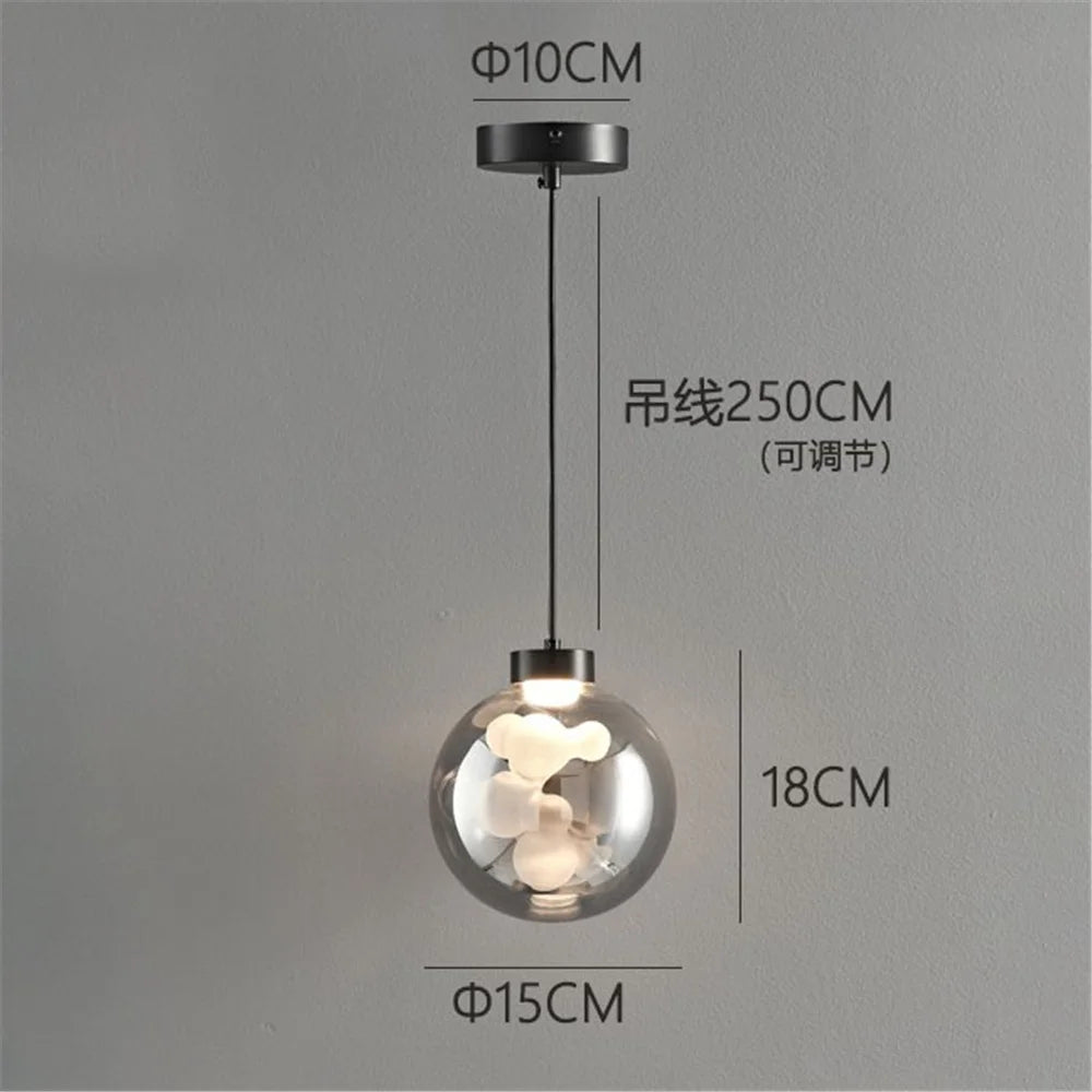 Luxury Glass Ball Oval Metal Pendant Light