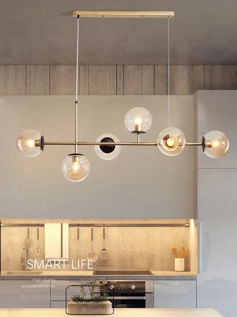 Modern Minimalist Glass Ball Chandelier