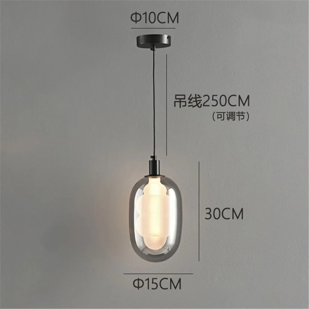 Luxury Glass Ball Oval Metal Pendant Light