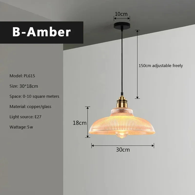 Retro Glass Pendant Celing Light