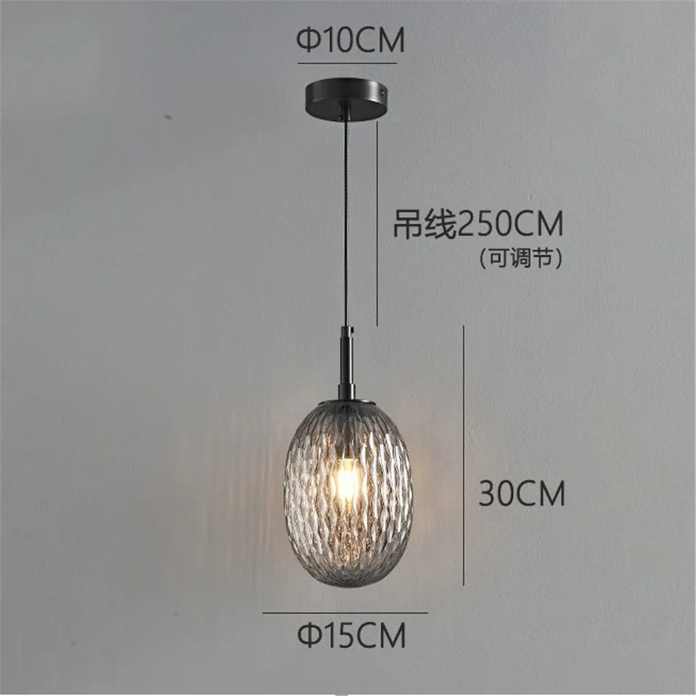 Luxury Glass Ball Oval Metal Pendant Light