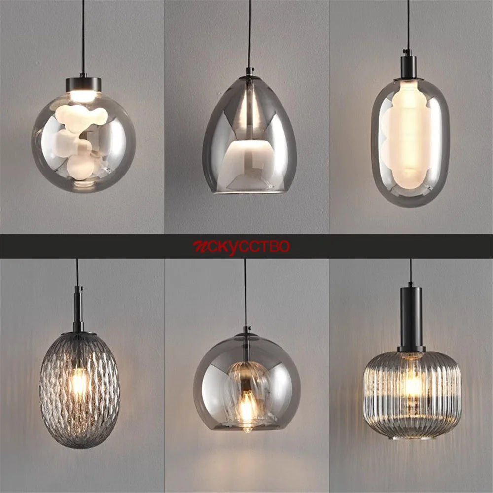 Luxury Glass Ball Oval Metal Pendant Light
