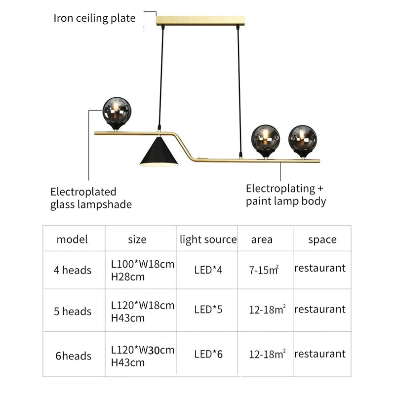 Nordic LED Glass Ball Chandelier