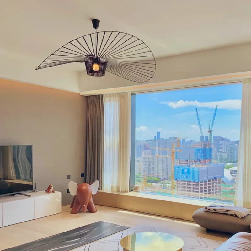 Metal Straw Hat Design Ceiling Light
