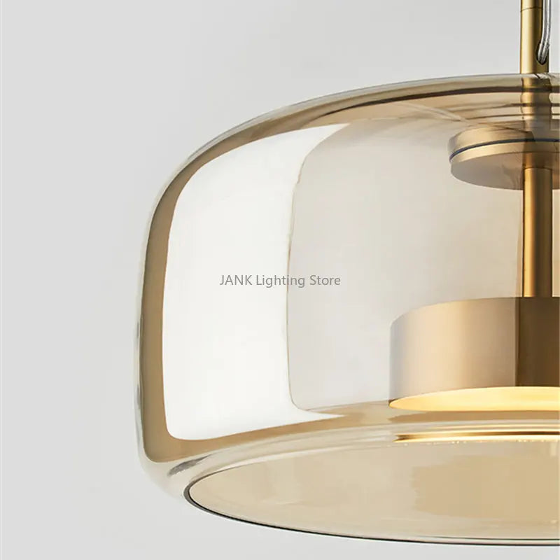 Nordic LED Amber & Smoke Grey Glass Chandelier