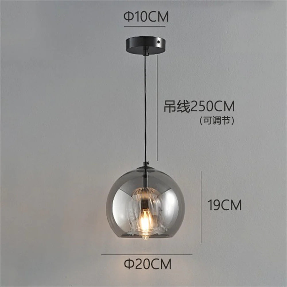 Luxury Glass Ball Oval Metal Pendant Light