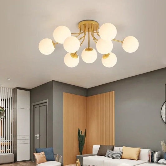 Modern Black Glass Ball LED Ceiling Light