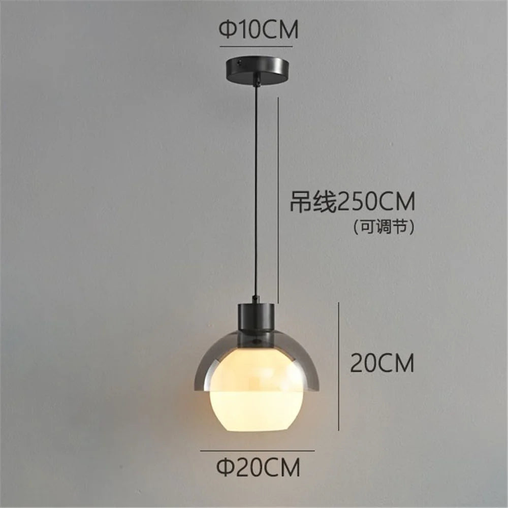 Luxury Glass Ball Oval Metal Pendant Light