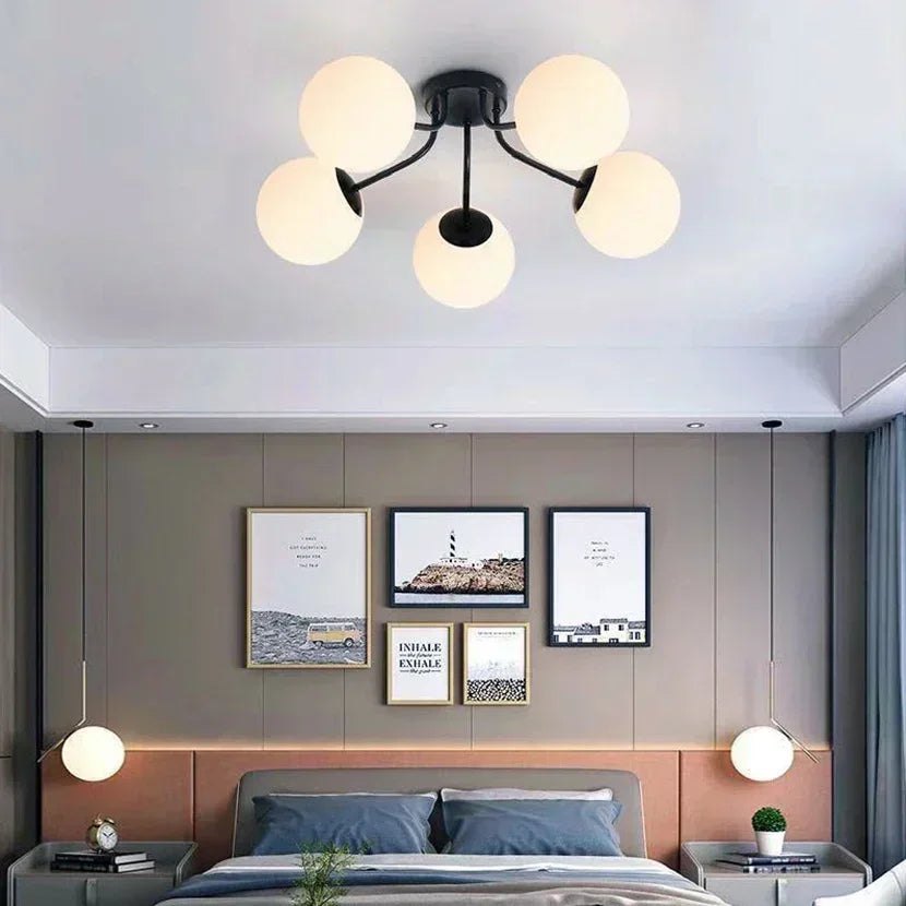 Modern Black Glass Ball LED Ceiling Light