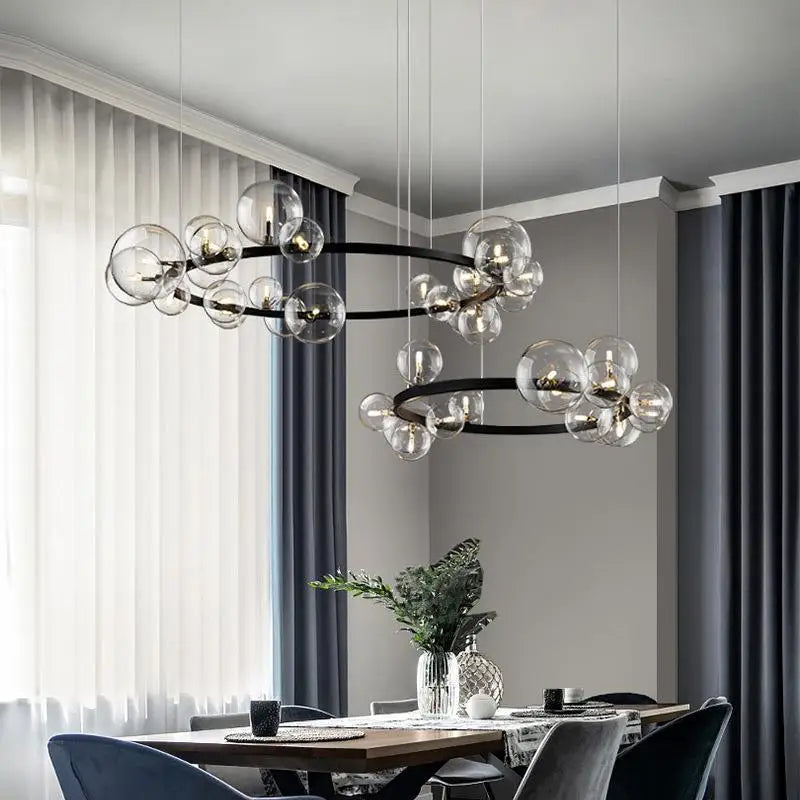 Nordic LED Clear Glass Bubble Chandelier