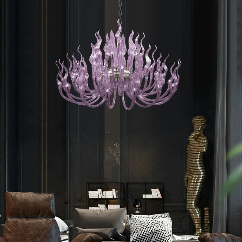 Glass Flame Hanging Chandelier
