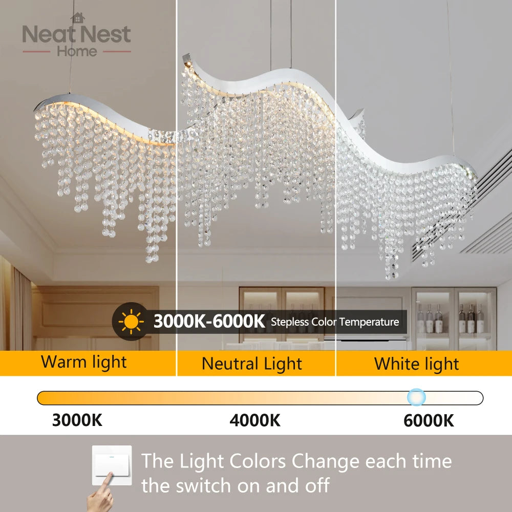 Modern Wave LED Crystal Chandelier