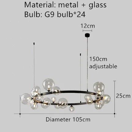 Nordic LED Clear Glass Bubble Chandelier