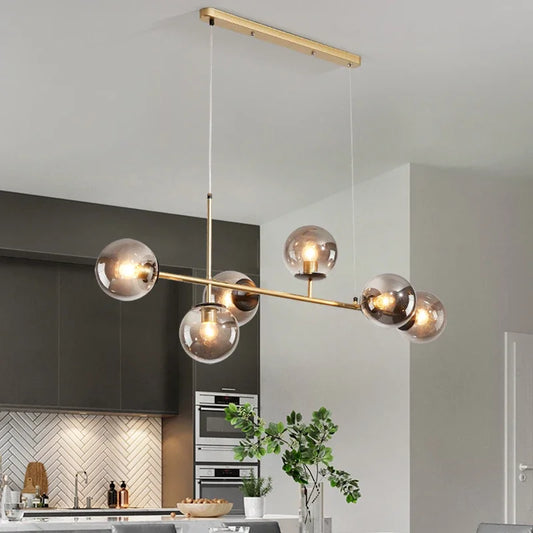 Modern Minimalist Glass Ball Chandelier