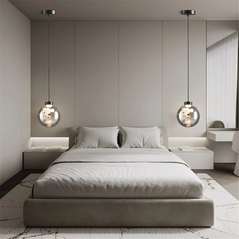 Luxury Glass Ball Oval Metal Pendant Light
