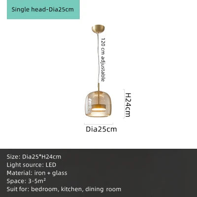 Nordic LED Amber & Smoke Grey Glass Chandelier