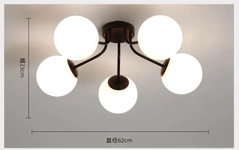Modern Black Glass Ball LED Ceiling Light