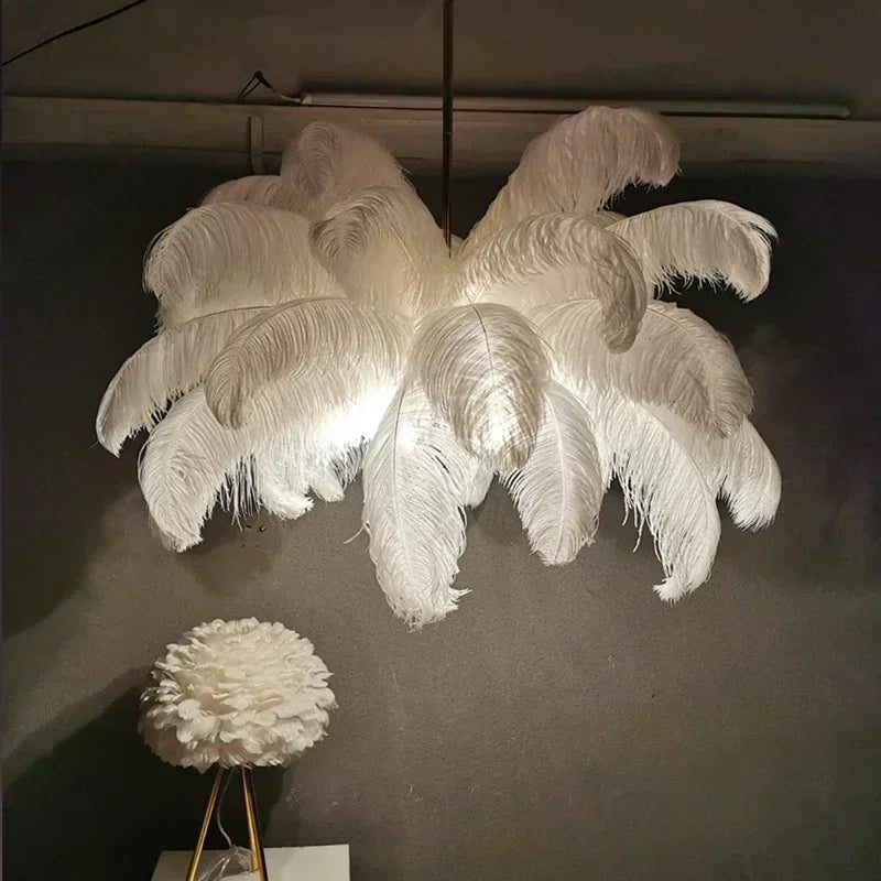 Ostrich Feather Ceiling Lamp