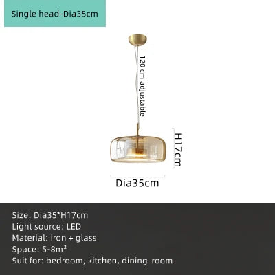 Nordic LED Amber & Smoke Grey Glass Chandelier