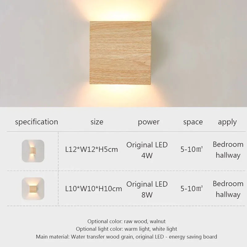 Nordic Woodencolor LED Wall Light