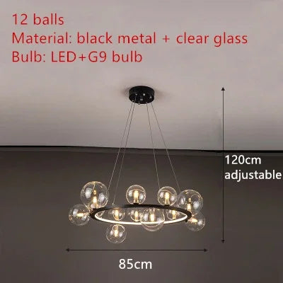 Nordic LED Clear Glass Bubble Chandelier