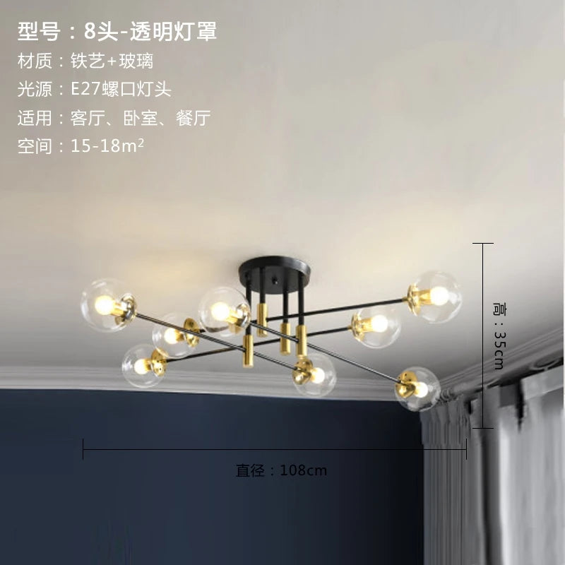 Nordic Modern LED Glass Ball Chandelier