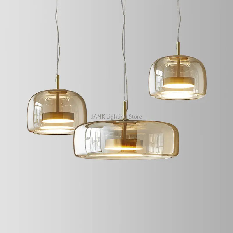 Nordic LED Amber & Smoke Grey Glass Chandelier